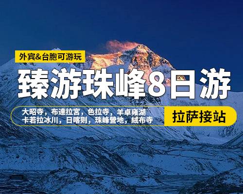 【臻游珠峰】拉薩接站，大昭寺，布達拉宮，色拉寺，羊卓雍湖，卡若拉冰川，日喀則，珠峰營地，絨布寺，舒適小團8日游