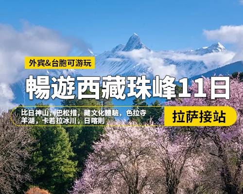 【暢遊西藏】拉薩林芝羊湖日喀則珠峰11日遊，拉薩集合，絨布寺，珠穆朗瑪峰，色季拉山口，魯朗林海，比日神山，巴松措，藏文化體驗(yàn)，色拉寺，羊湖，卡若拉冰川，日喀則，=