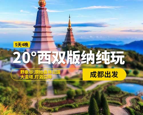 20°西雙版納純玩(5天4晚)15-20人精品小團(tuán)，野象谷，原始森林公園，大金塔，星光夜市，打洛口岸，成都出發(fā)（含往返高鐵票）